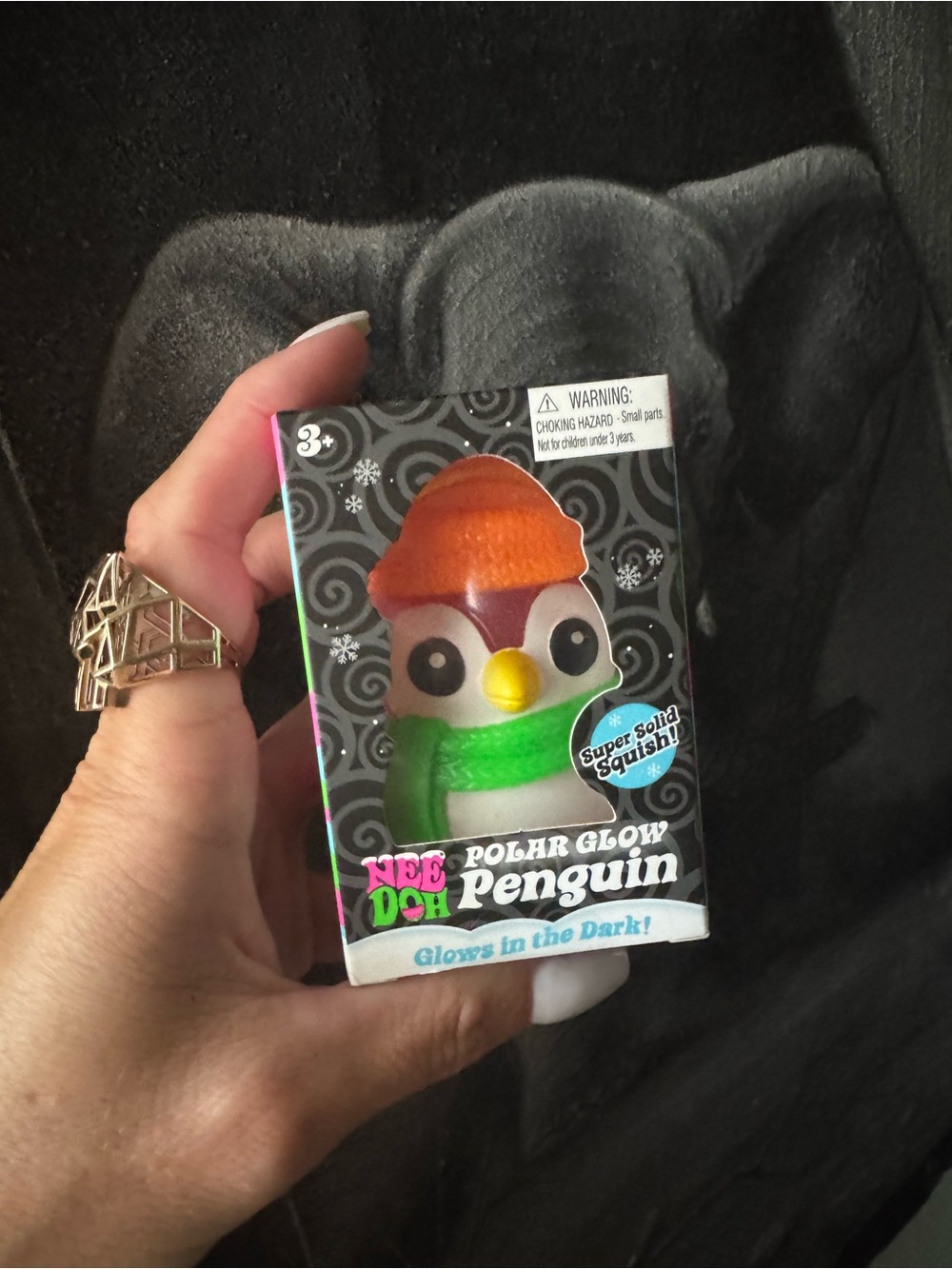 Rare-authentic-Polar Glow Penguin NeeDoh Squish - Orange & Green